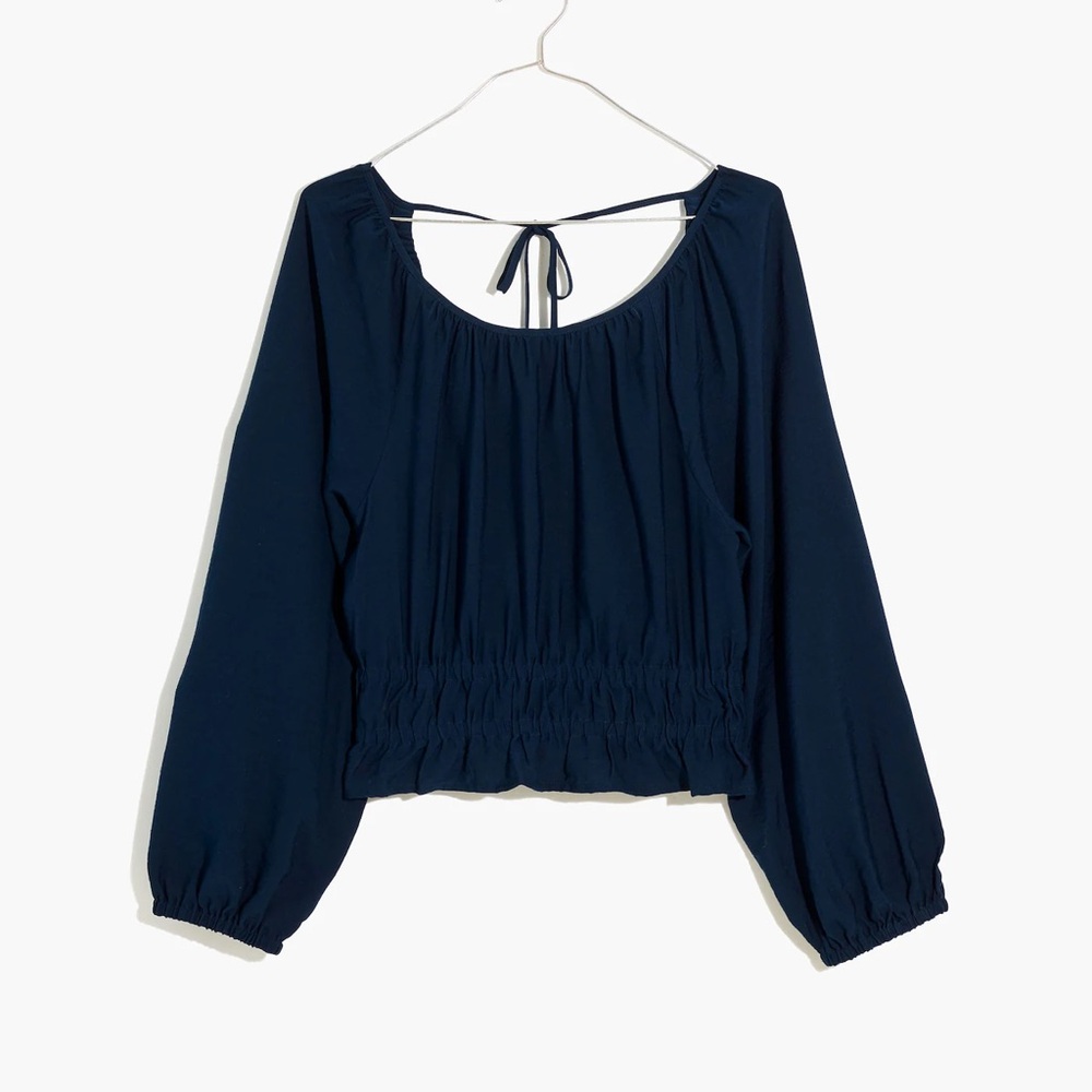 Madewell Twill Tie-Back Cutout Top in Dark Indigo Size S